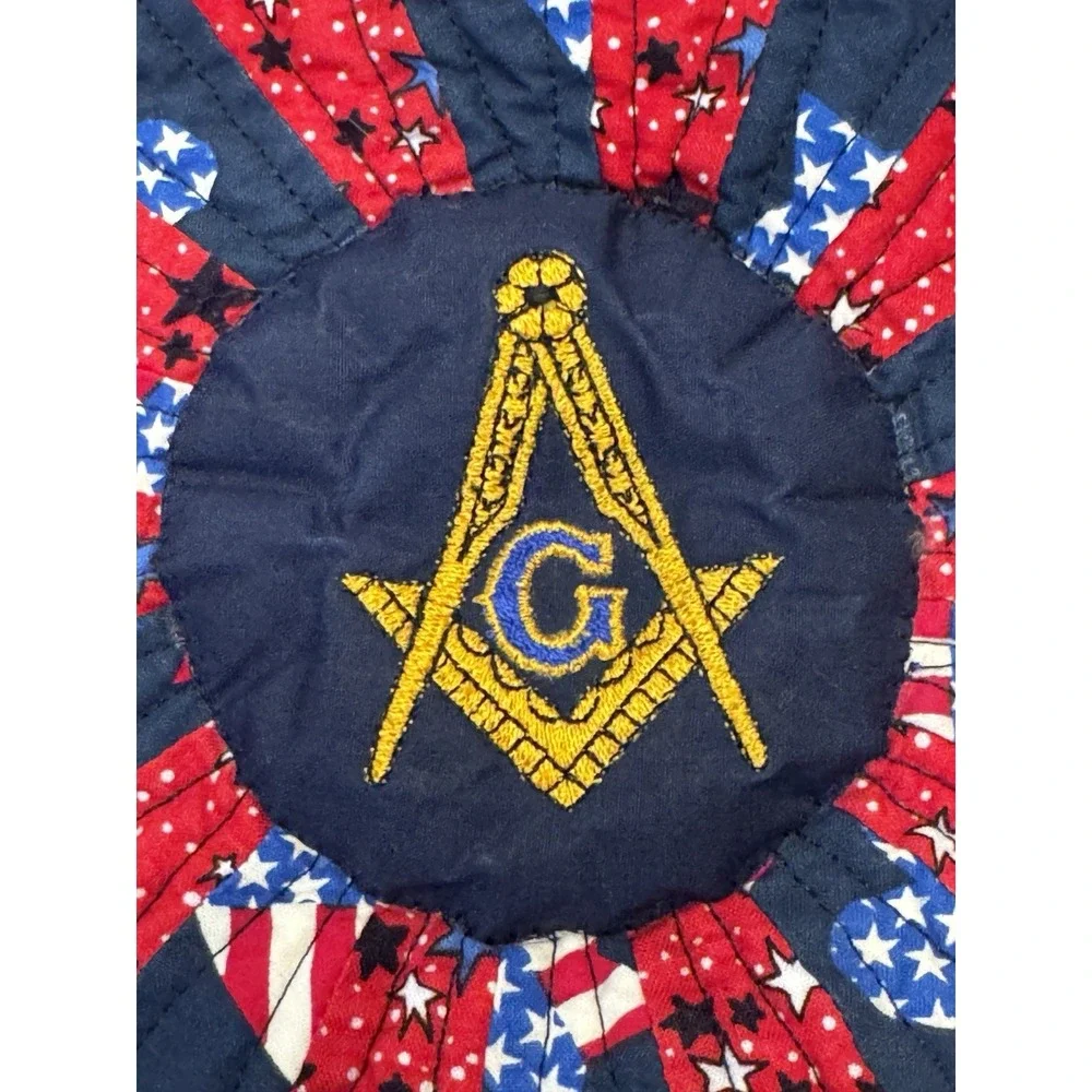 Homemade Dresden Plate Summer Bright Patriotic Freemasons Freemasonry Embroidery